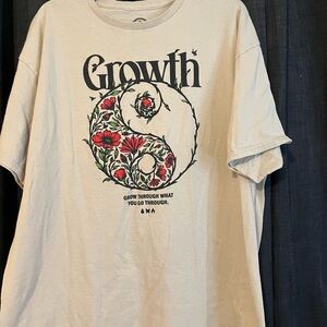 Graphic Tee with Floral Yin Yang Design
